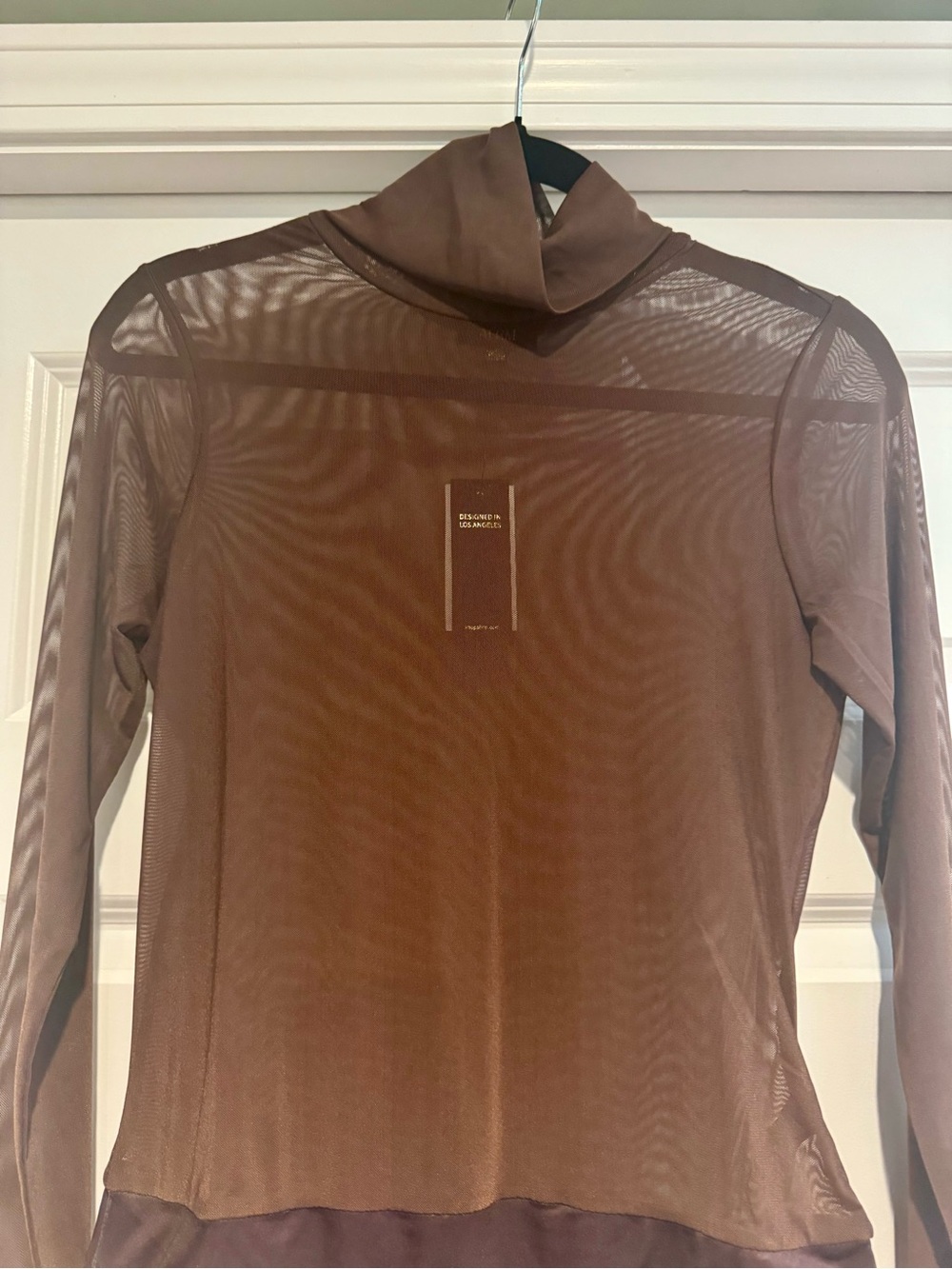 revolve Women’s Brown Long-Sleeve Mesh Swim Bodysuit NWT - Picture 2 of 5